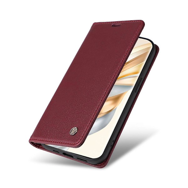 Honor Magic7 Lite 5G/ X9c 5G Lompakkokotelo Korttipaikalla Jalustalla Nahkainen Puhelinkotelo [HK] Wine Red