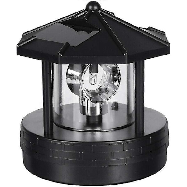 360 graders roterande solcellsfyr, solcellsträdgårdslampa, vattentät för trädgårdsdekoration - Svart [HK]