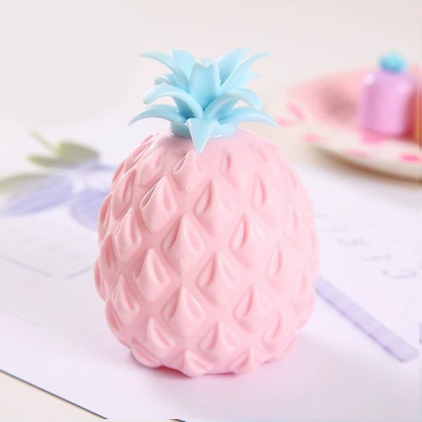 Morsom dekompresjonsventil ananas klemmeball gave Squishy Squeeze Stress Reliever Fidget Sensoriske leker Simulering fruktmat[HK] Small pink