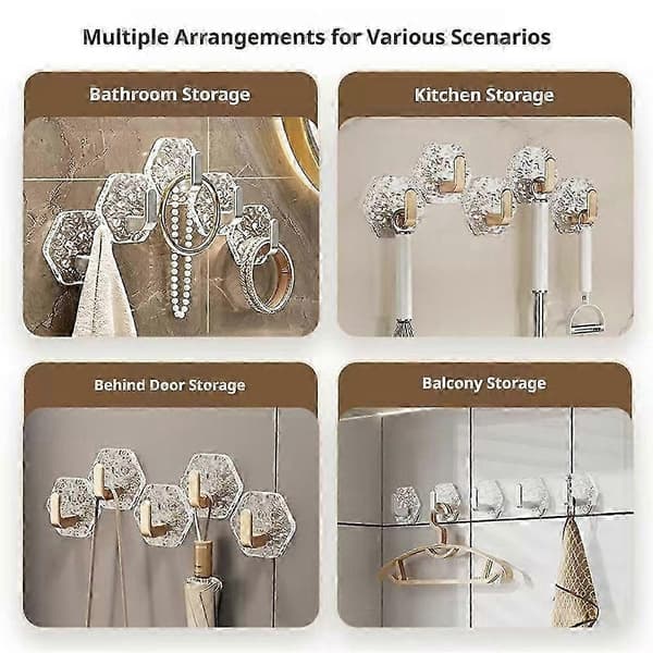 Poraamattomat liimakoukut - Glacier DesignVahva pitoMonikäyttöinen[HK] Golden 5pcs