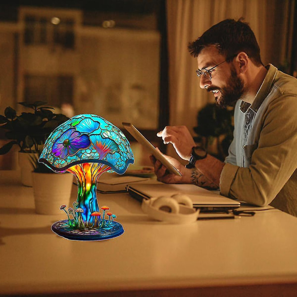 Maleri Glas Svampe Bordlamper Bohemian Harpiks Svampe Bordlampe Natlampe Til Hjem Og Kontor[HK] Pink Mushroom Table Lamp