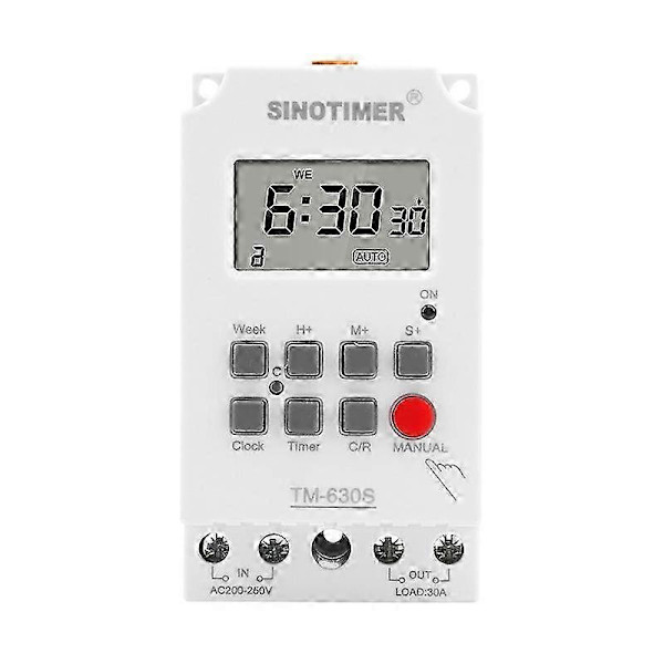 SINOTIMER TM630S-2 220V 30A Timer Switch 1 Sekund Intervall Veckovis Programmerbart Tidsrelä [HK] Not Specified