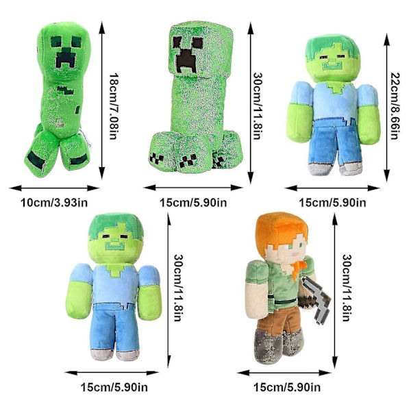 Minecraft Plys Legetøj Børn Gave Børn Udstoppede Dyr Bløde Plys Steve Creeper Zombie Plys Dukke X[HK] C