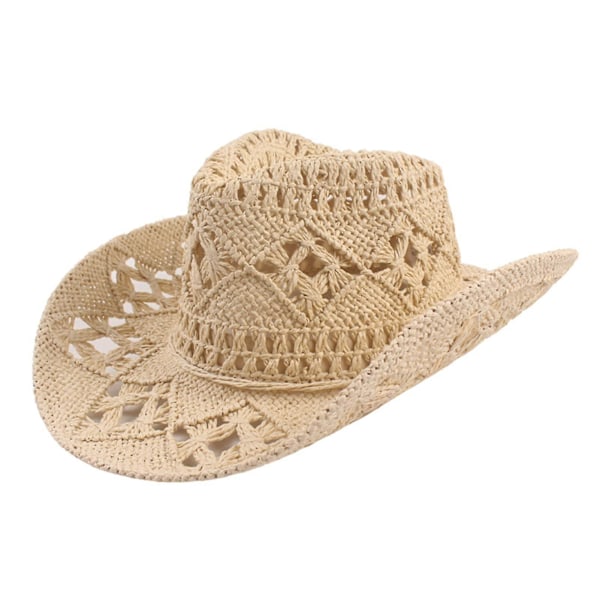 Cowboyhatt Klassisk Vintage Ihålig Unisex Böjd Kant Bredbrättad Herr Solhatt Fiskehatt-hao[HK] Yellow