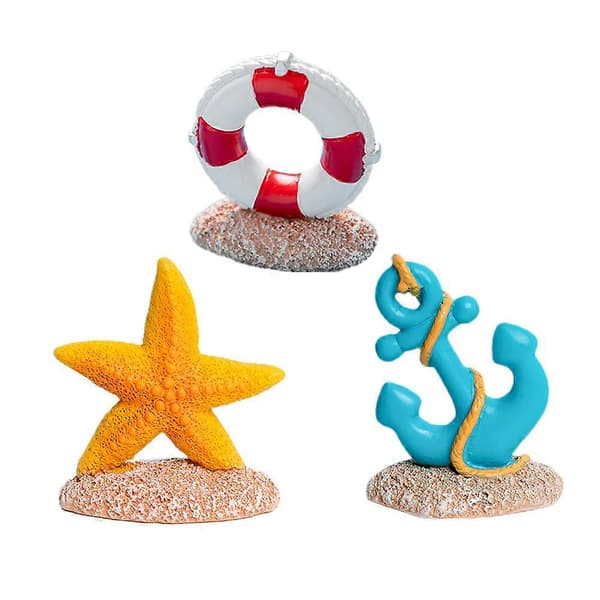 Harpiks Kage Ornament Søstjerne Tema til Kage 3 stk Assorterede Farve Toppers[HK]