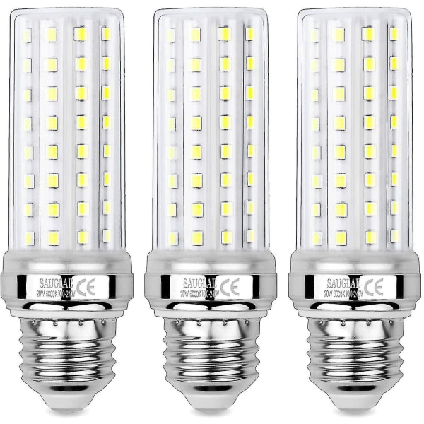 HK 3 kpl 20w Led-maissinlamppua, 150w vastaava lamppu, 6000k viileä valkoinen, E27 Edison-ruuvilamput E26