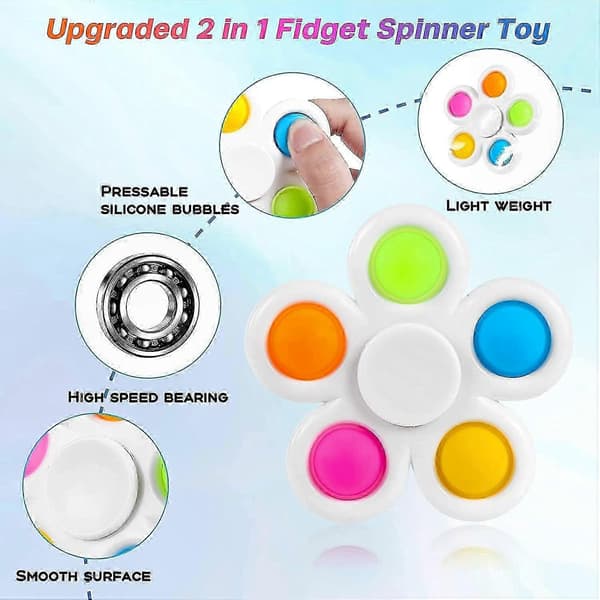 6-pak Push Bubble Fidget Spinners, sensorisk legetøj til festgaver og stresslindring[HK]