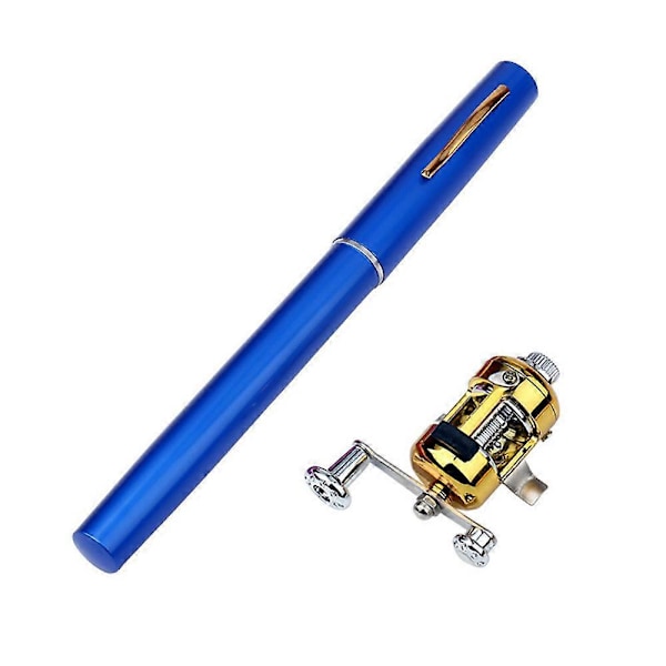 Taskukokoinen onkivapa - Kannettava teleskooppinen kynäonkivapa ja kelayhdistelmä, pieni onkivapa, mini-onkivapa, onkisetti [HK] Blue