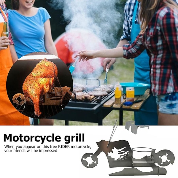 2 st Camping Grilltillbehör Kycklingställ Bärbar Öl Motorcykel Rostfritt Stål Bbq Ugn Gril([HK])