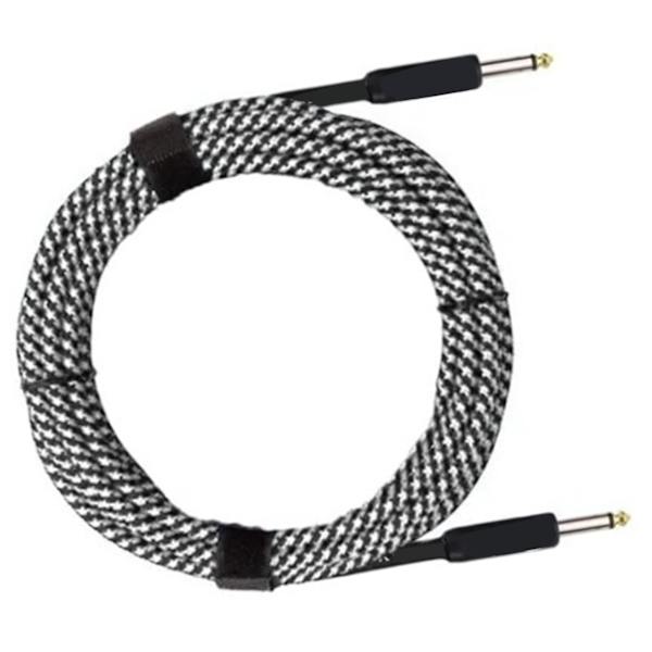 Gitarrkabel Svart Vit 3 Meter Koppartråd Gitarr Instrumentkabel för Framträdande[HK]