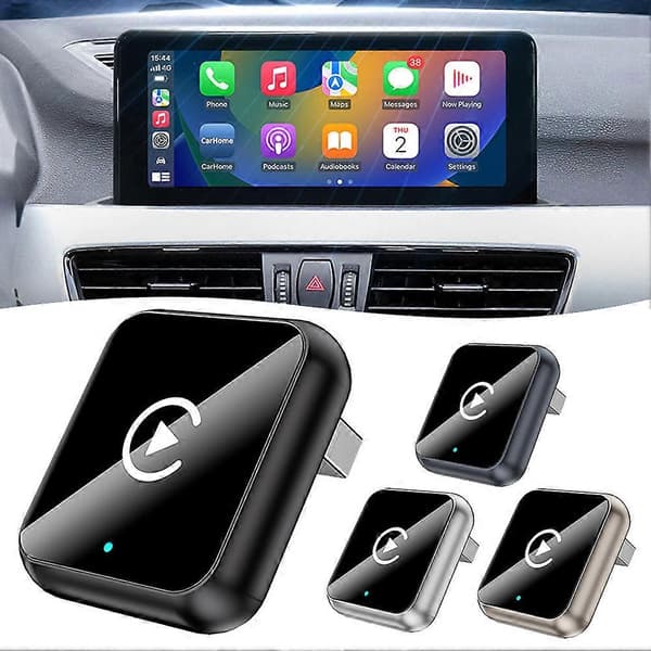 2025 Opgraderet Trådløs Carplay Adapter til Android Iphone, Konverter Kablet til Trådløs, Mini Bilforbindelse Usb Dongle Ai Boks[HK] Grey