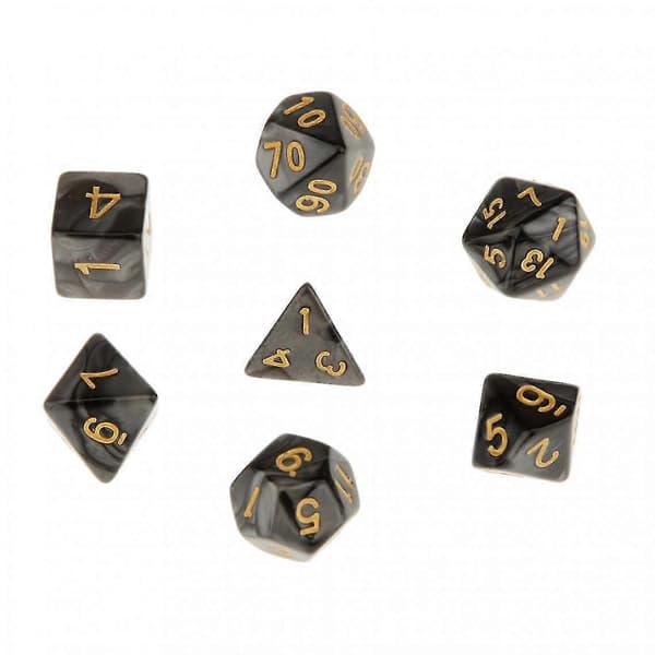 7x Polyhedral terninger 16 mm til Dungeons And Dragons Dnd Mtg bordspil sort + 7 polyhedrale terninger til RPG brætspil lilla blå [HK]