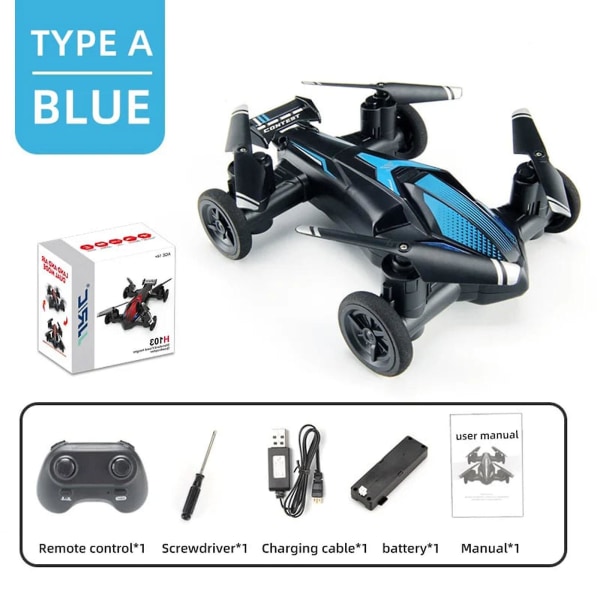 Air/Land RC Lentokone Auton kaukosäädin Vehicle Mini Drone Kids Lahjalelu Kaukosäädin Lentävä auto Air-ground Dual Mode Lelut[HK] Blue