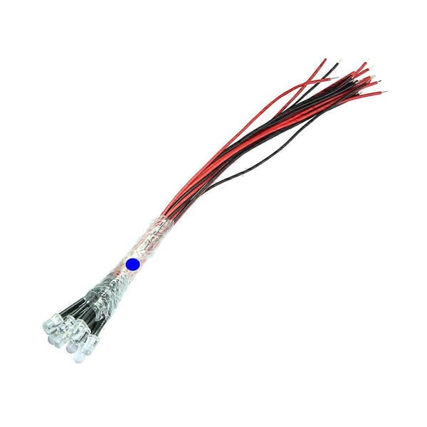 Lys 50 stk. 12V lysdiode til belysning med ledning 5 mm perler[HK]