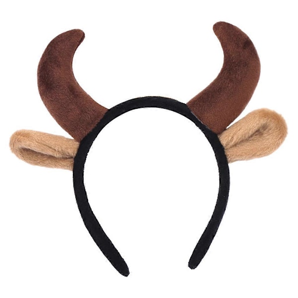 Plysch Ko Öron och Horn Hårband Rolig Djur Cosplay Party Kostym Hårdiadem [HK] Brown