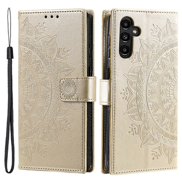 For Samsung Galaxy S25 Plus Deksel Imprinted Totem PU Lær Lommebok Stativ Telefon Deksel[HK] Gold