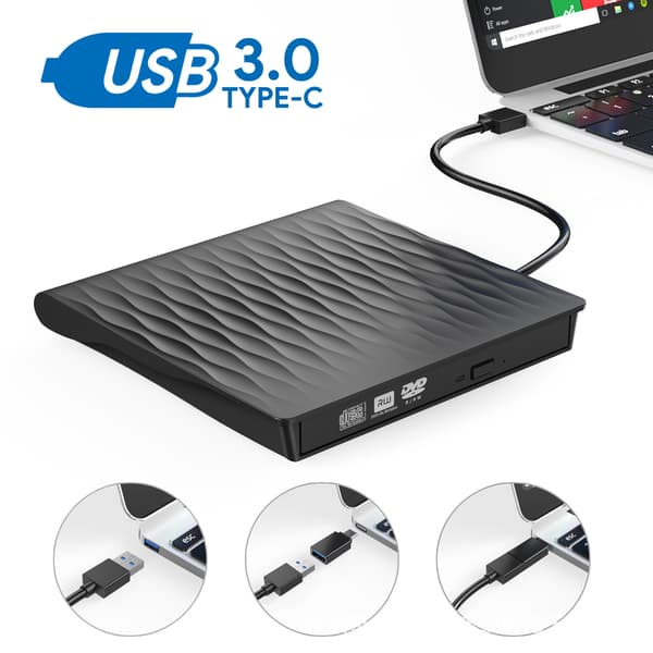 Extern USB 3.0 CD/DVD-brännare Bärbar Dator Typ-C Optisk Enhet Extern Enhet[HK]