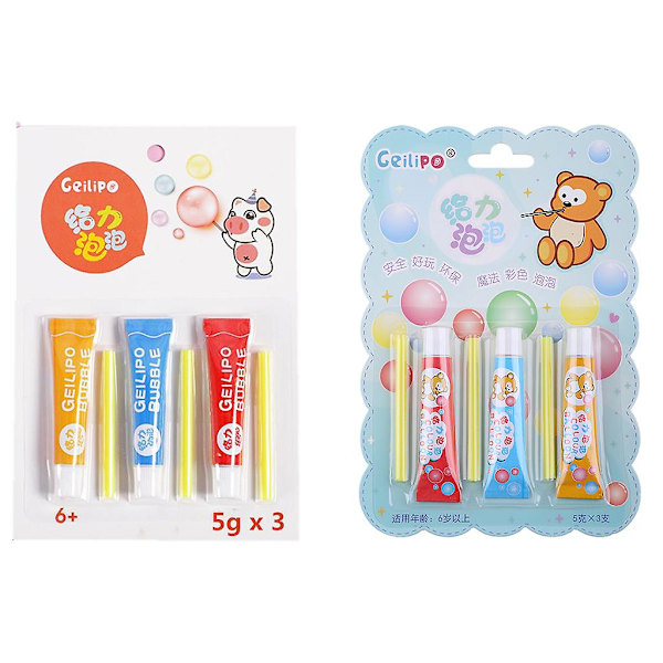 Flerfärgad Bubbellim Bubbelblåsningsleksak Giftfri Plast Bubbelblåsningsverktyg Med Pip Interaktiv Leksak För Barn 6+  A  [HK]