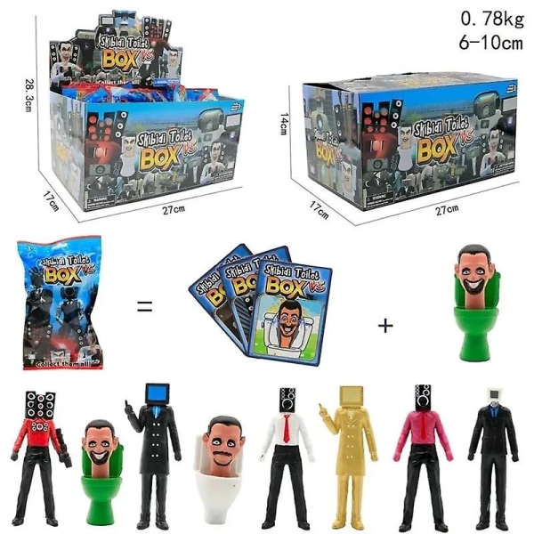 24pack/set Slumpmässig stil Skibidi toalettfigur med kortleksleksak Toalettman vs Monitorman Actionfigur PVC-modelldockor presenter[HK] 24pack opp bag A