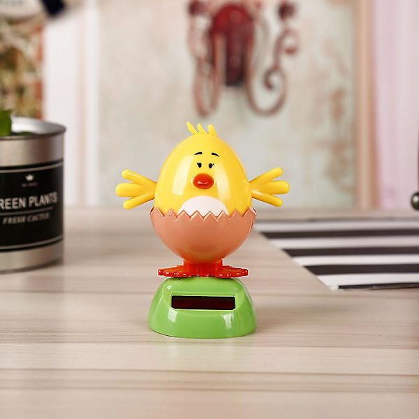 Solcelledrevet tegneseriefigur ornament til bilinstrumentbræt dynamisk dansende dyr bordplade dekoration til hjemmekontor [HkkK] Eggshell