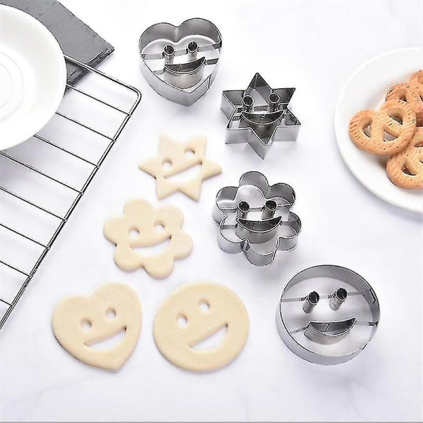 4 stk. Smiley rustfrit stål kageform småkageform fondant kageform bagning[HkkK]