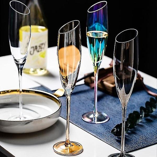 HK  Kreativt rødvins champagneglas blyfrit glas transparent røggrå ravfarvet glas Grey 185ML