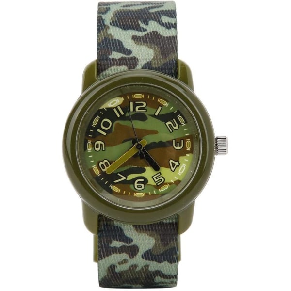 Den bästa presenten för barnklocka watch kamouflage watch stretch tygrem (kamouflagegrön)