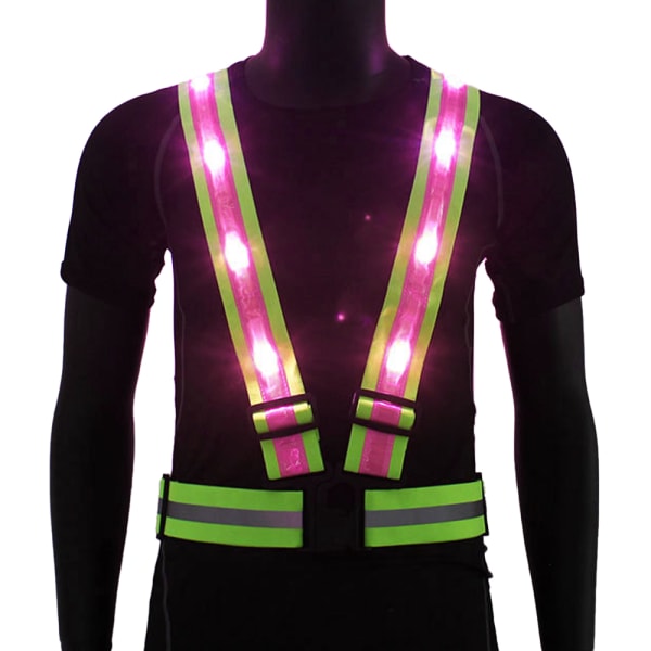 LED-oplyst vest Night Traffic refleksvest USB opladning [HK] pink