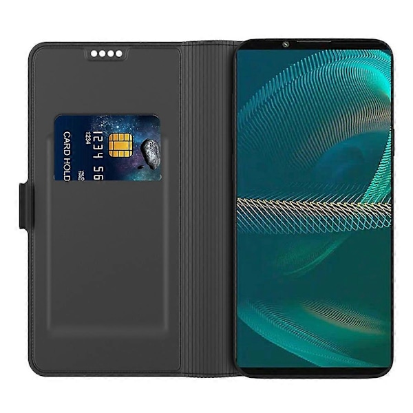 Sony Xperia 5 III 5G PU-nahkainen puhelinkotelo korttipaikalla, magneettisella sulkimella ja jalustalla, läppäsuojus [HK]