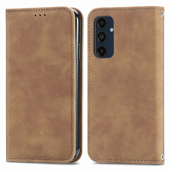 Til Samsung Galaxy S24 FE Etui Hud-Touch Læder Wallet Telefon Cover Magnetisk Absorption[HK] Brown