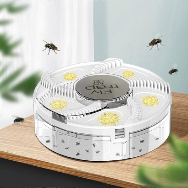 Elektrisk flugfälla, husfluga fälla, flygande insektsfälla, automatisk inomhus husfluga fälla, husfluga kontroll fångare insekt [HK] White