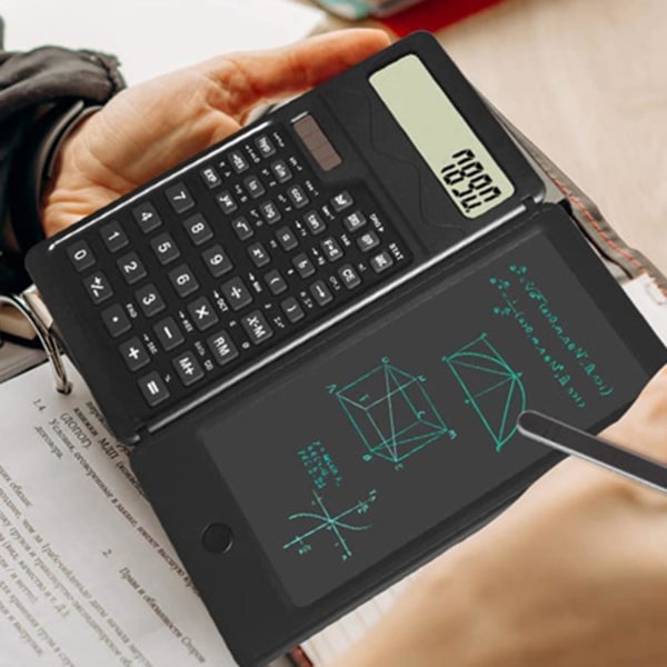 Vetenskaplig miniräknare med skrivtavla solbatteridriven 10 siffror standardfunktion LED-display studentkalkylator[HK] C
