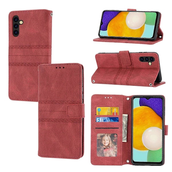 Präglat Läderfodral För Samsung Galaxy A34 5G[HK] Red