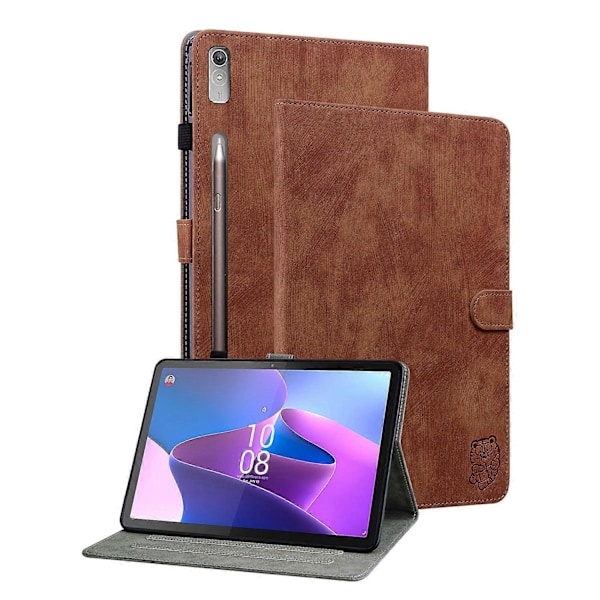 Lærnettbrettveske for Lenovo Tab P12[HK] Brown