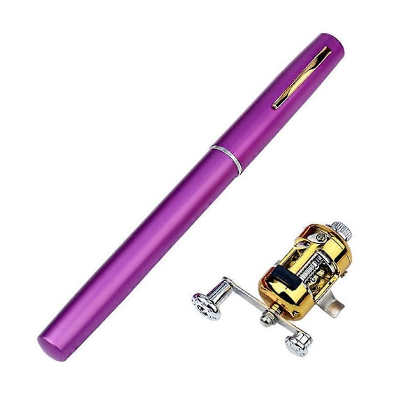 Taskukokoinen onkivapa - Kannettava teleskooppinen kynäonkivapa ja kelayhdistelmä, pieni onkivapa, mini-onkivapa, onkisetti [HK] Purple