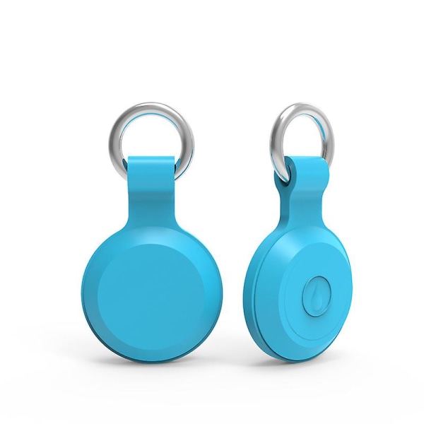 Beskyttelsesveske for airtag, 2 stk myk silikon Anti-ripe vanntett beskyttelsesdeksel med nøkkelring for nøkler, lommebok, bagasje, kjæledyr[HK] Light Blue