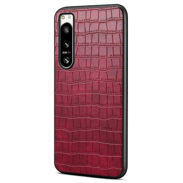 Sony Xperia 5 IV 5G -kotelo, krokotiilinnahkajäljitelmä, naarmuuntumaton takakuori [HK] Red