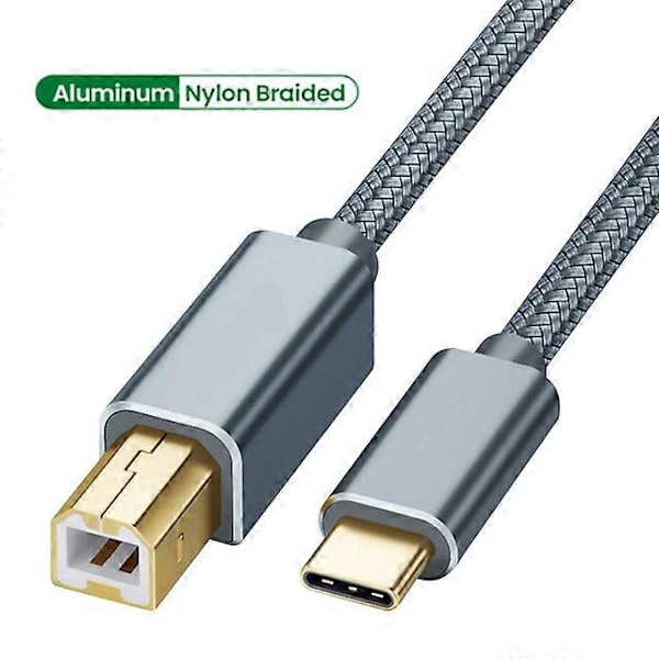 USB C til USB B 2.0 Printerkabel Flettet Printer Scanner til Epson HP Canon Brother MacBook Pro Samsung MIDI Controller Kabel[HK] 3m
