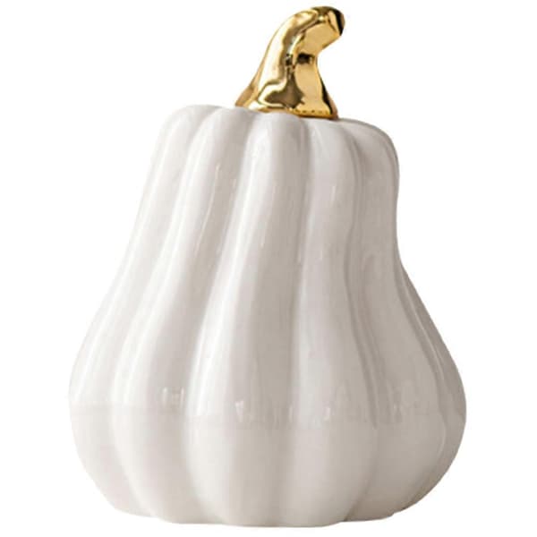 Keramisk pumpafigur för dekoration Halloween bordsaccent i vitt[HK]