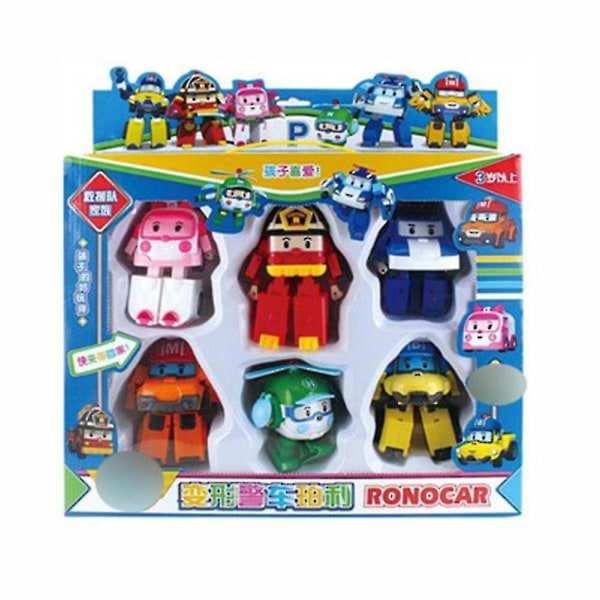 6 i 1 koreansk animasjonstegneserie Robocar Poli Transformation Robotbil lekesett[HK] 83168-6