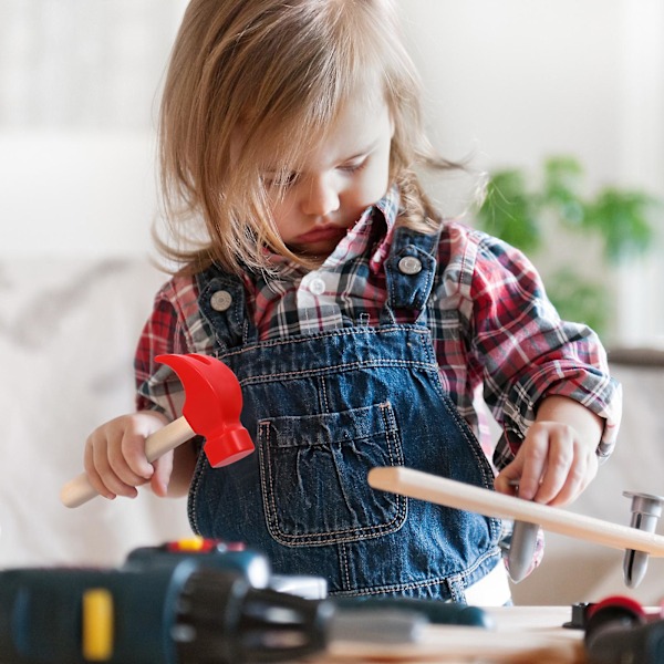 Værktøjs-Toddlers Hammer Legetøj Legetøjshammer Hammer Værktøj Legetøj Mini Hammer Træhåndtag Hammer [HK]