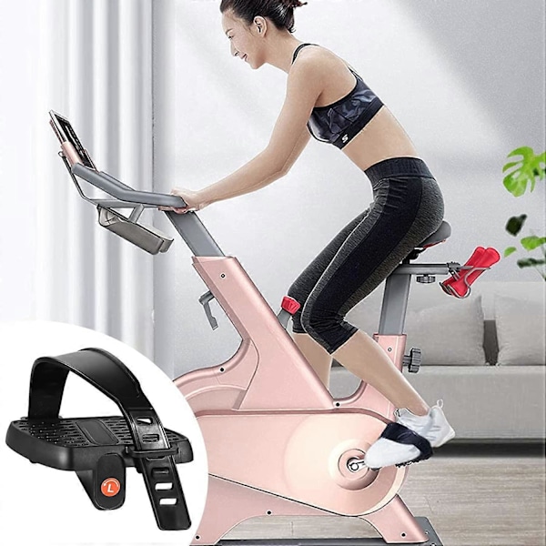 2 Stycken Cykelpedalremmar, Platt Cykelpedalrem, Breddad, Cykelpedalrem för Barn, Förtjockad, Pedalremmar, Justerbara, För Träningscyklar Bi[HK]