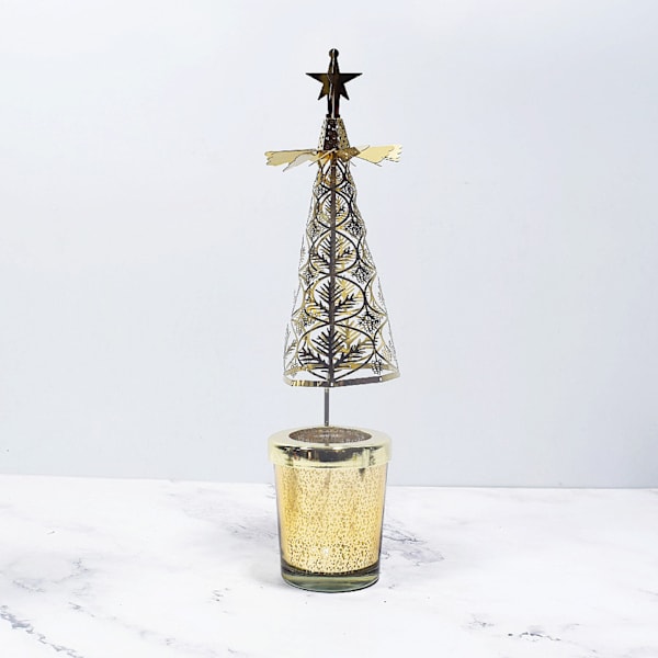 Jul Aromaterapi Ljus Varm Trä Revolving Ljusstake Walking Light[HK]