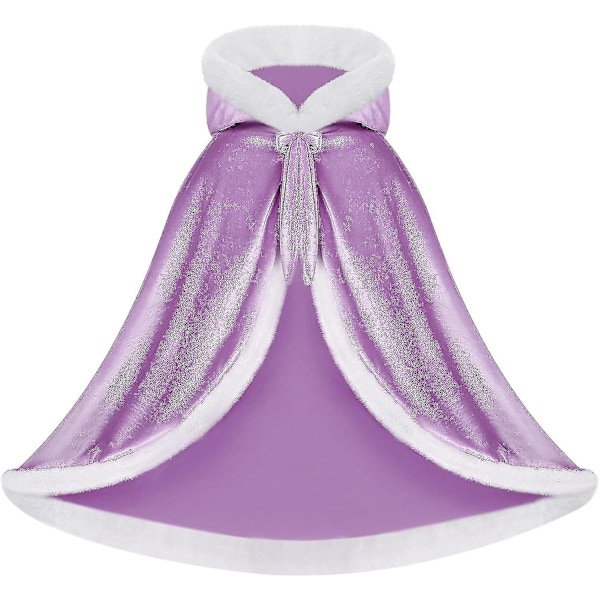 Vendbar Kappe til Børn og Voksne, Påske Halloween Jul Kappe Kostume Vampyr Hexe Troldmand Rollespil Kappe[HK] Purple 140cm