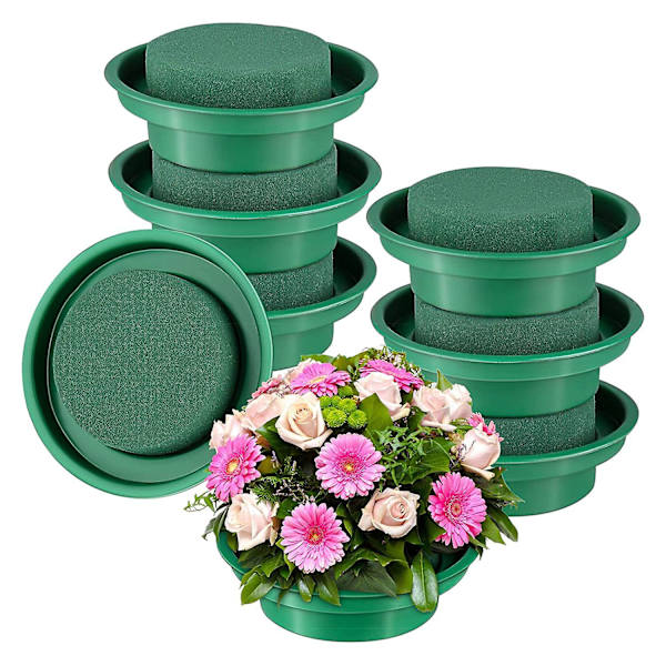 8-pack Blomsterfoam Runda Skålar DIY Blomsterarrangemangssats Grön Rund Våta Blomsterfoamblock För [HkkK]