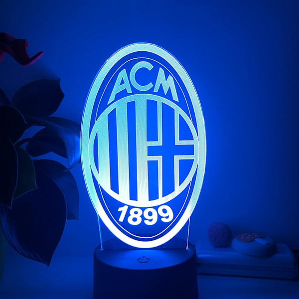 Qinwei 3D LED Illusionslampe Milan Team 16 Farger Fjernkontroll Akryl Nattelykter Barnerom Dekorative Lys --- Svart Sete[HkkK]