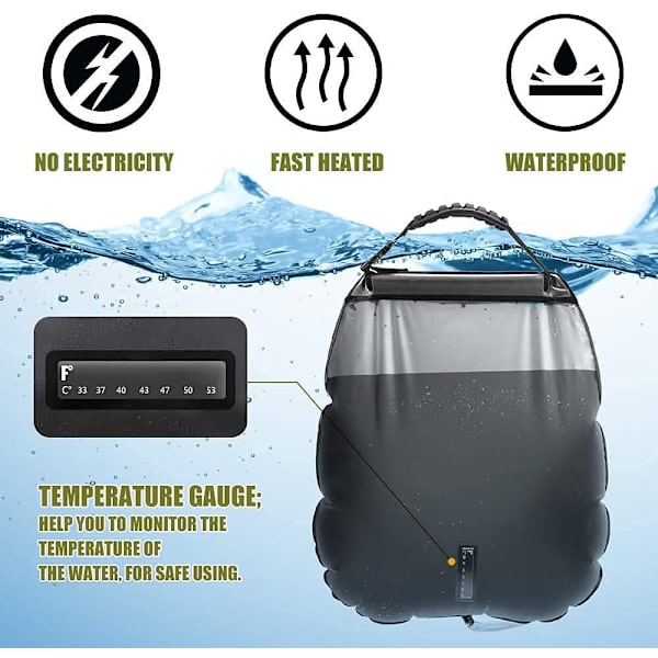 Varm Solar Brusepose 20L til Vandreture Camping[HK]