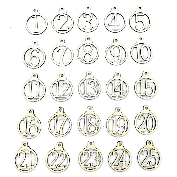 MengXi 1-25 Vintage Træ Julekalender Nedtælling Adventskalender Nummer DIY Gavemærker[HK]