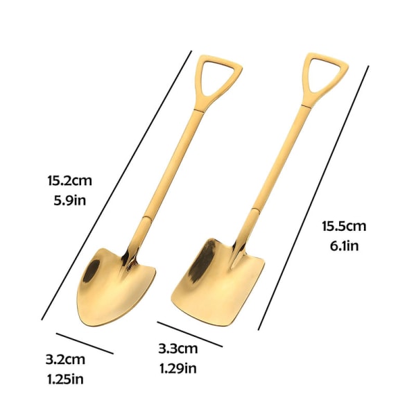 2 st rostfria skedar med långt handtag, retro spade sked, dessertsked, kaffesked [HK] 2sets