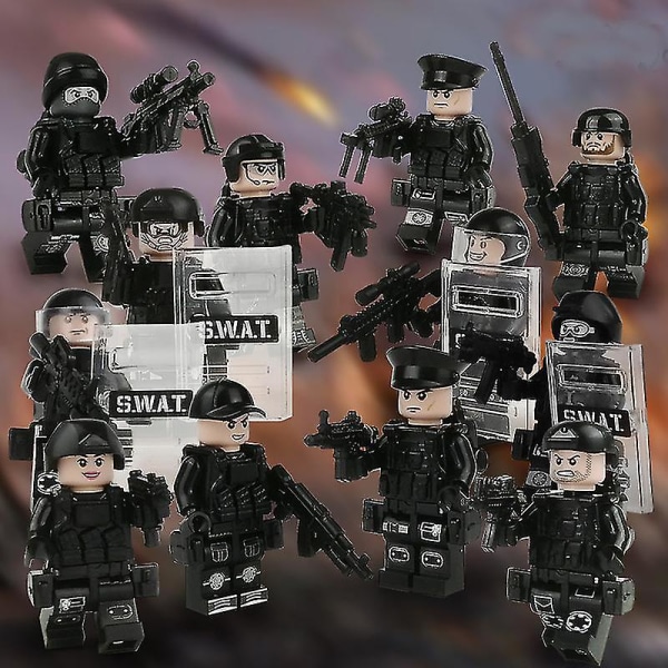 12 st Swat Militär Man Pussel Block Barn Present -q[HK] A